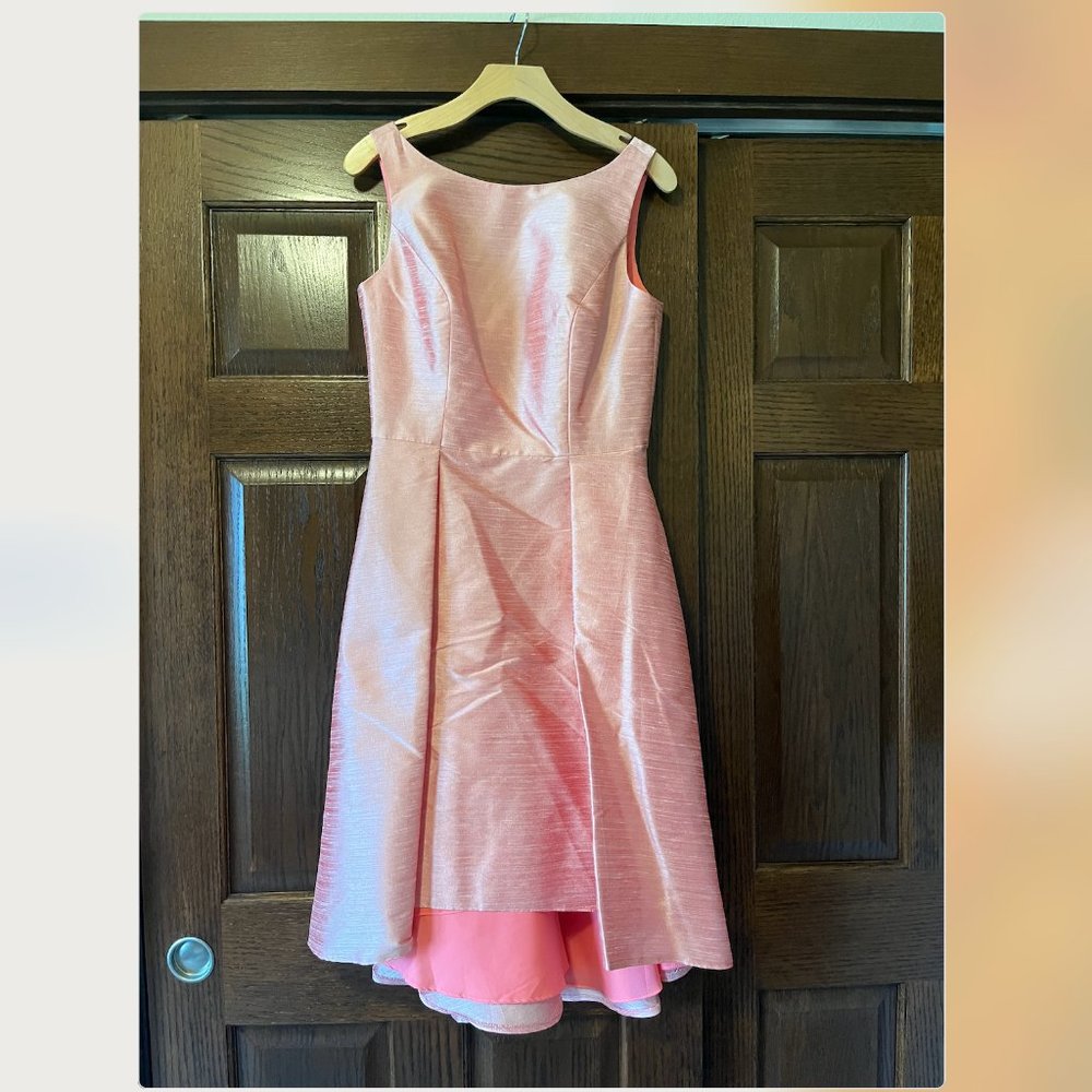 Alfred Sung - size 10 - sherbert high low dupioni dress with 3 bow back